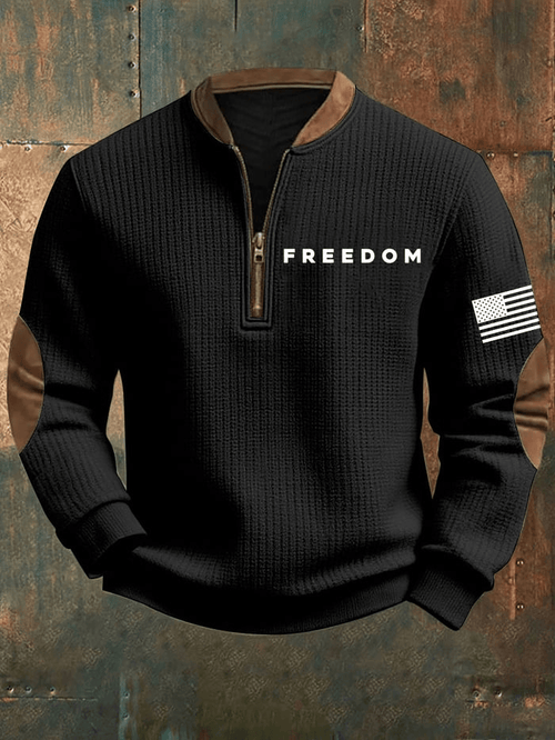 Charlie Kirk Freedom Collar Zipper Sweatshirt American Flag Print TPUSA Merch Gift