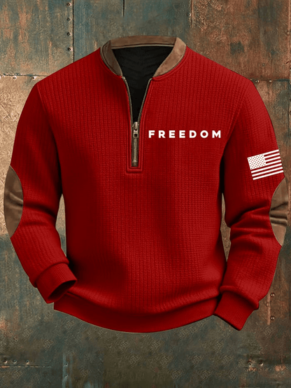 Charlie Kirk Freedom Collar Zipper Sweatshirt American Flag Print TPUSA Merch Gift