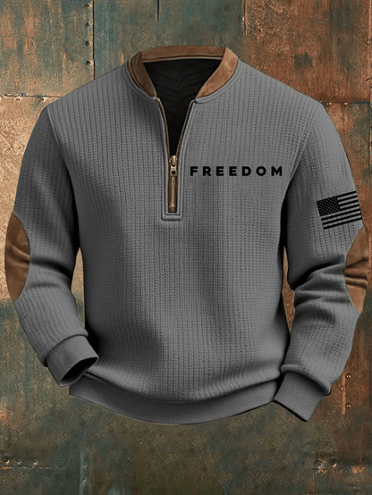 Charlie Kirk Freedom Collar Zipper Sweatshirt American Flag Print TPUSA Merch Gift