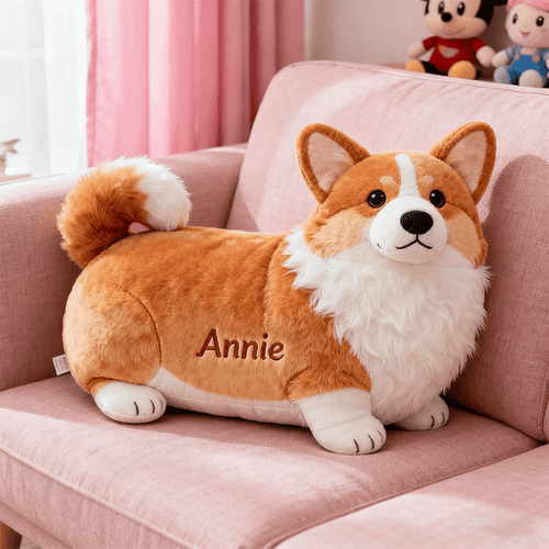 Custom Name Corgi Plush Pillow 3D Shape Graphic Christmas Gifts For My Wife