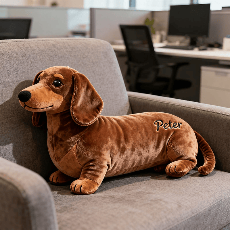 Custom Name Dachshund Plush Pillow 3D Shape Graphic Dachshund Themed Gift for Mom