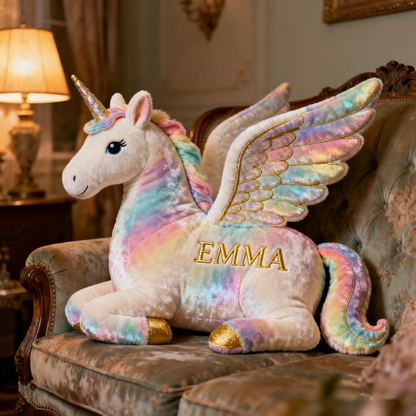 Custom Name Rainbow Unicorn Pillow 3D Graphic Design Pillow Best Gifts For Unicorn Lovers