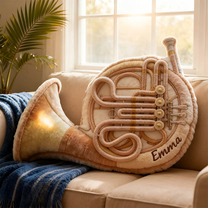 Personalized French Horn Shaped Pillow Home Decor Ideas Xmas Gifts For French Horn Player - Mouldkingstore