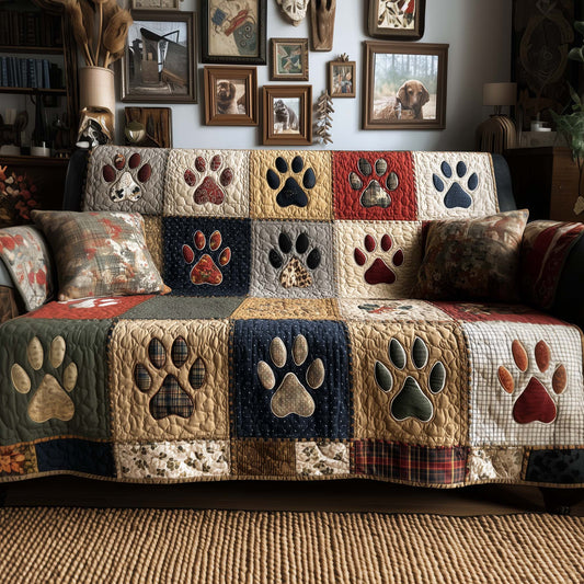 Dog Paws Quilted Sofa Cover Festive Xmas Couch Furniture Dog Paws Inspired Gift IDeas
