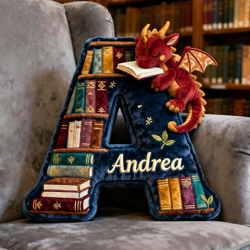 Personalized Book Dragon Alphabet Initial Letters Pillow Sofa Decoration Gifts For Book Lovers - Mouldkingstore