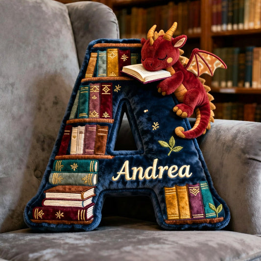 Personalized Book Dragon Alphabet Initial Letters Pillow Sofa Decoration Gifts For Book Lovers - Mouldkingstore