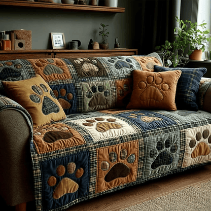 Love Paw Quilted Sofa Cover Handmade Couch Covers Pet Owner Gift Ideas