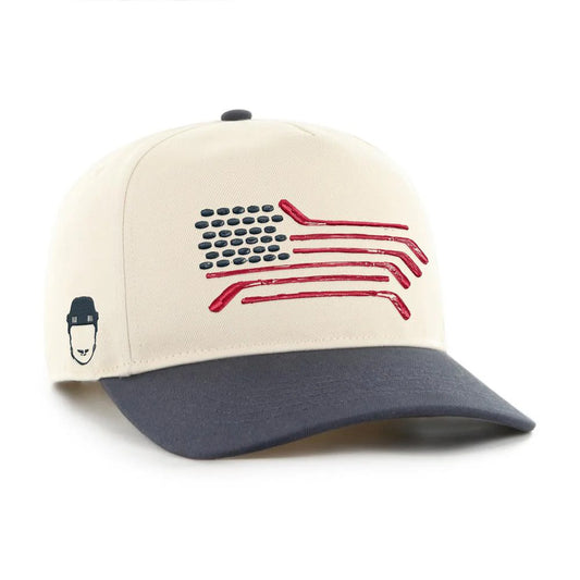 Spittin Chiclets Merch Spittin Chiclets Hockey Flag Embroidered Hat Unique Ice Hockey Gifts