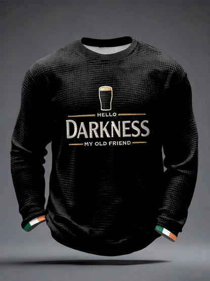 Hello Darkness My Old Friend Waffle Long Sleeve T-Shirt St Patricks Day Shirts For Adults