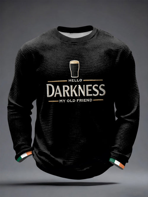 Hello Darkness My Old Friend Waffle Long Sleeve T-Shirt St Patricks Day Shirts For Adults