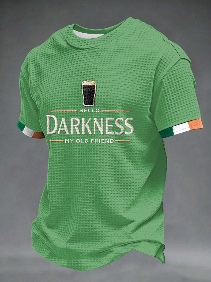 Hello Darkness My Old Friend Waffle T-Shirt St Patrick's Day Shirts Gifts For Ireland