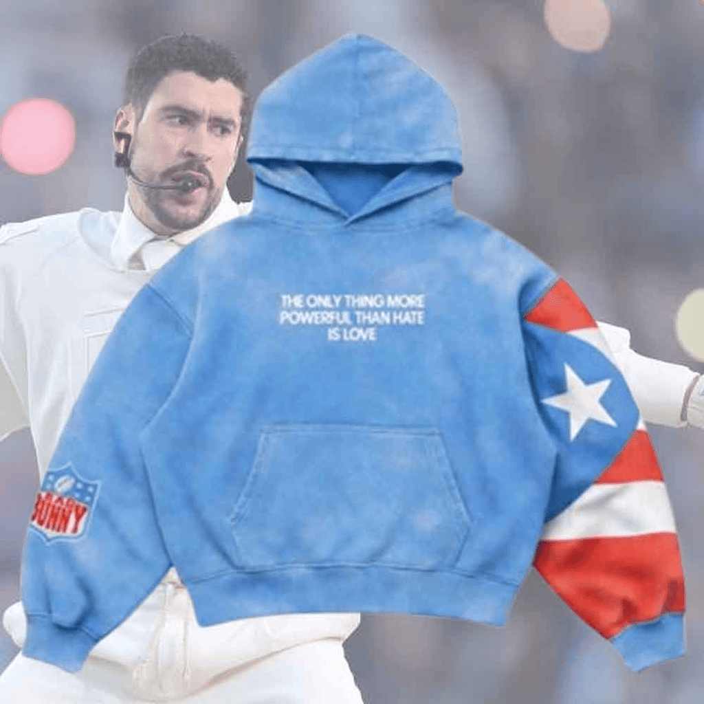 Bad Bunny PR The Only Thing More Powerful Than Hate Is Love Hoodie Bad Bunny Merch Fans Gifts
