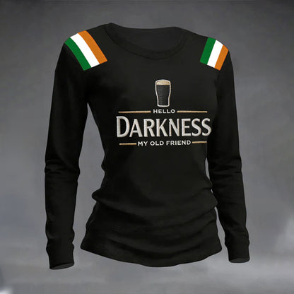 Hello Darkness My Old Friend Waffle Long Sleeve T-Shirt St Patricks Day Shirts For Adults