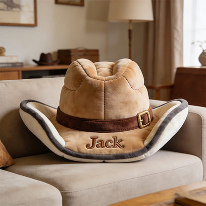 Personalized Cowboy Hat Shaped Pillow Cute Home Decor Cool Gifts For Cowboy Lovers - Mouldkingstore