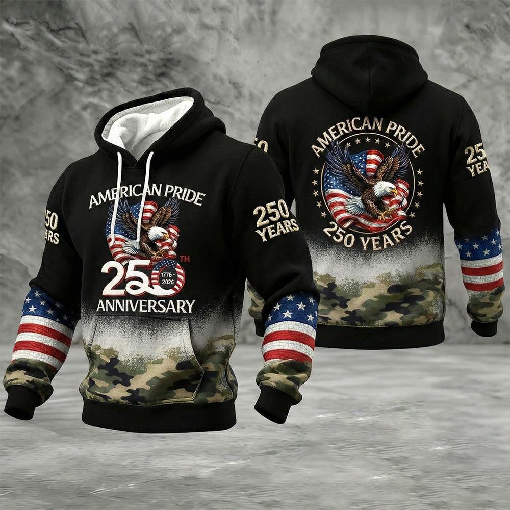 American Pride 250th Anniversary 1776 2026 Hoodie Patriotic Clothing Unique 4th Of July Gifts