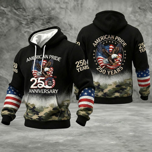 American Pride 250th Anniversary 1776 2026 Hoodie Patriotic Clothing Unique 4th Of July Gifts
