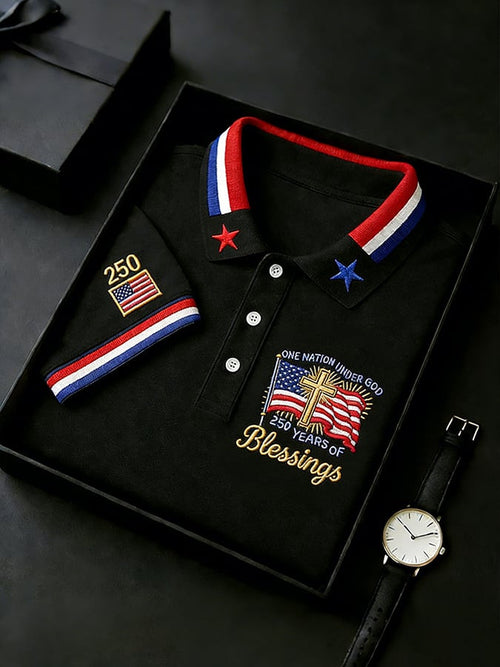 America 250 Years Of Blessing Polo Shirt One Nation Under God Shirt July 4th Present
