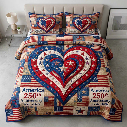 America 250Th Anniversary Quilt Bedding Set 4Th Of July Home Decor Gift For Patriots - Mouldkingstore