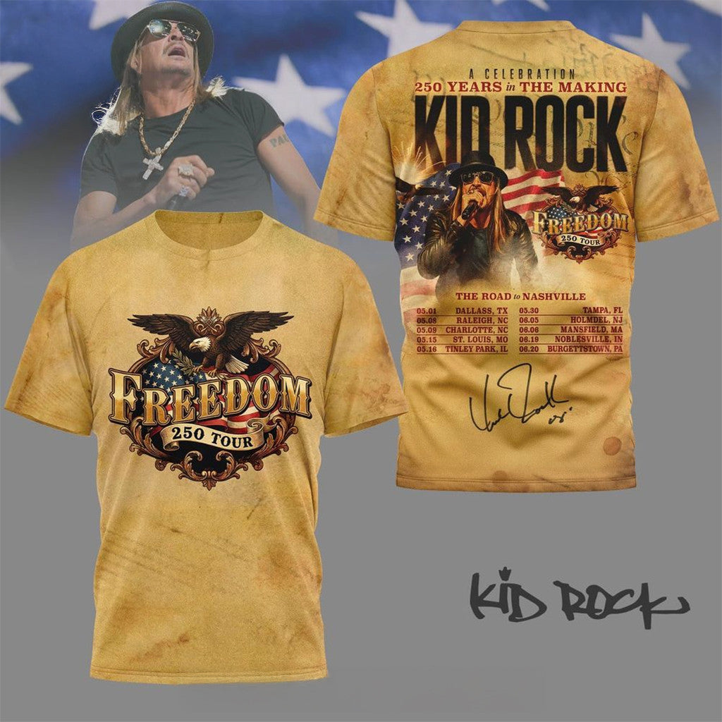 Kid Rock Merch A Celebration 250 Years In The Making Kid Rock T-Shirt Freedom 250 Tour Shirt