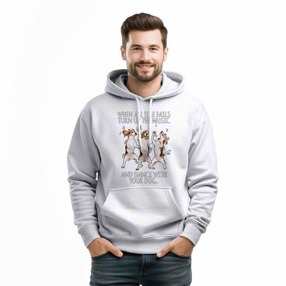 Beagle When All Fails Turn Up Music Dance With Your Dog Hoodie Funny Dog Themed Gift