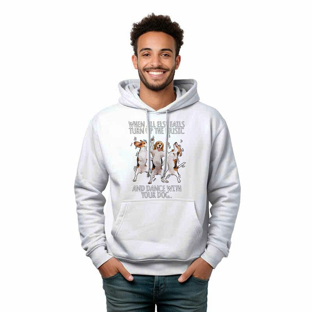 Beagle When All Fails Turn Up Music Dance With Your Dog Hoodie Funny Dog Themed Gift