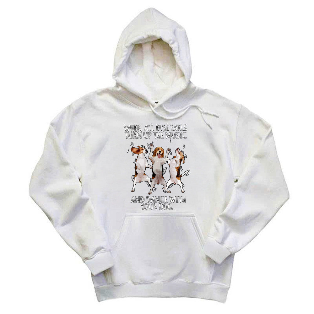Beagle When All Fails Turn Up Music Dance With Your Dog Hoodie Funny Dog Themed Gift