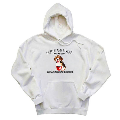 Coffee And Beagle Make Me Happy Husman Make My Head Hurt Hoodie Unique Coffee And Cute Dog Gifts Ideas For Salesman