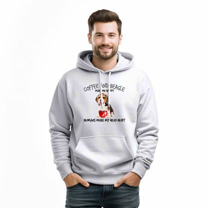 Coffee And Beagle Make Me Happy Husman Make My Head Hurt Hoodie Unique Coffee And Cute Dog Gifts Ideas For Salesman