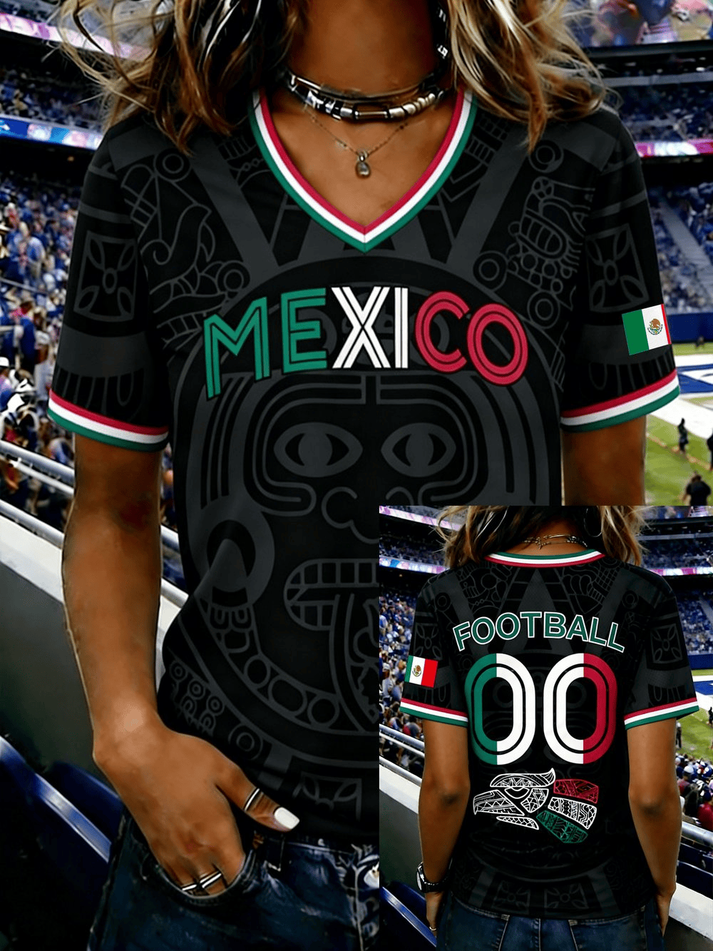 Mexico World Cup 2026 V-Neck T-Shirt Mexican Football Game Day Apparel Gift For Fans
