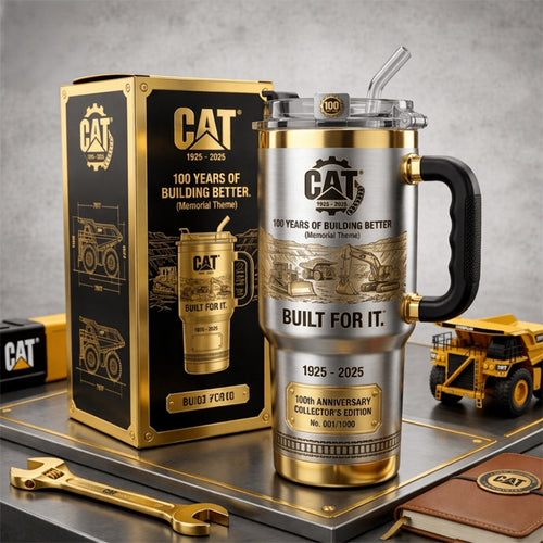 CAT 100Th Anniversary Tumbler 1925 2025 Caterpillar Merch Unique Father's Day Gifts