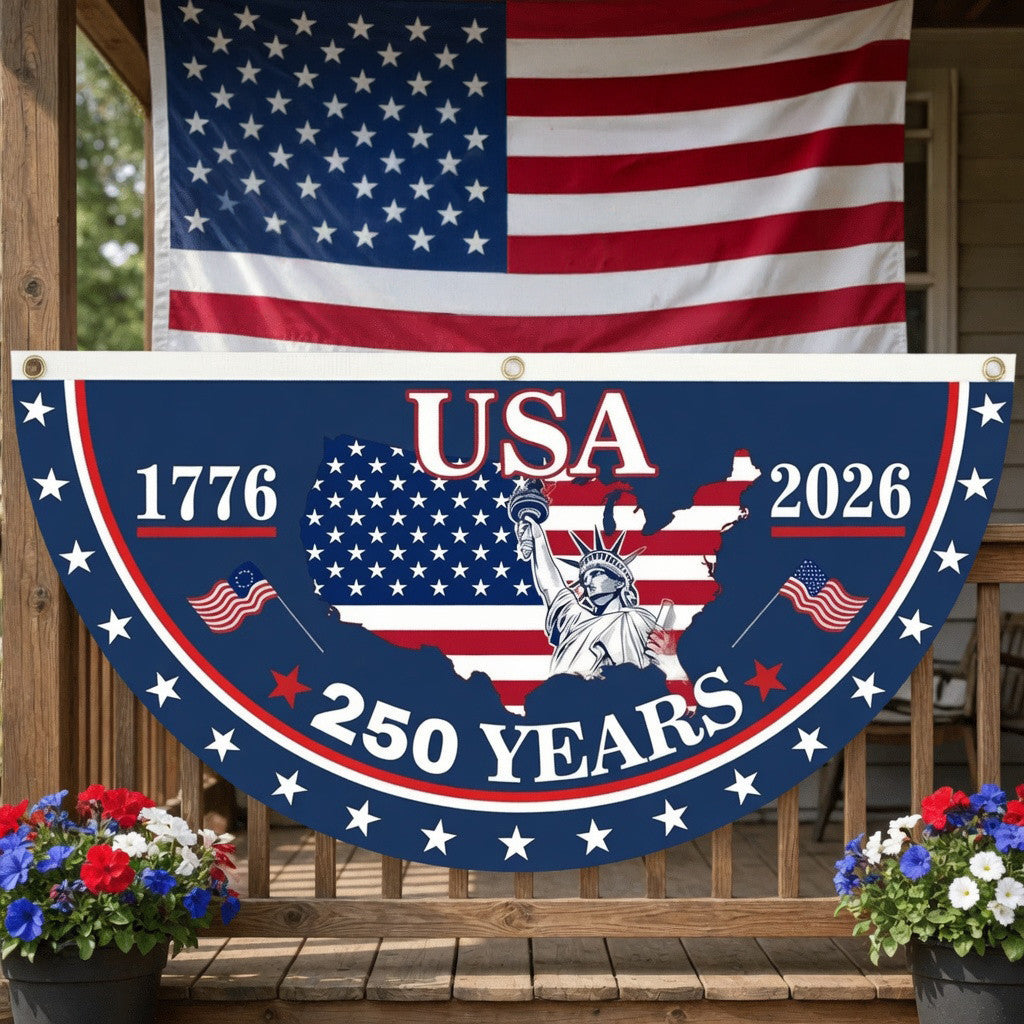 USA 250 Years Anniversary Fan Flag 1776 2026 Patriotic Home Decor 4th Of July Gifts
