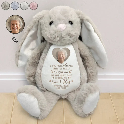 Custom Photo A Hug From Heaven - Personalized Soft Toy Bunny