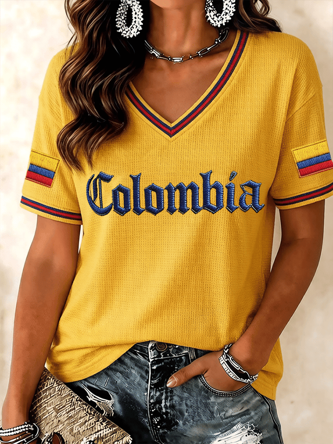 Colombia Soccer 2026 World Cup V-Neck Shirt Colombia 2026 Merch Fan Lover Gift