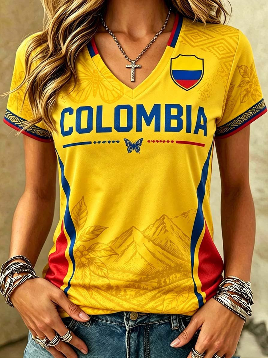 Colombia World Cup Championship 2026 V-Neck Shirt FCF Colombia Merchandise Gift For Teacher