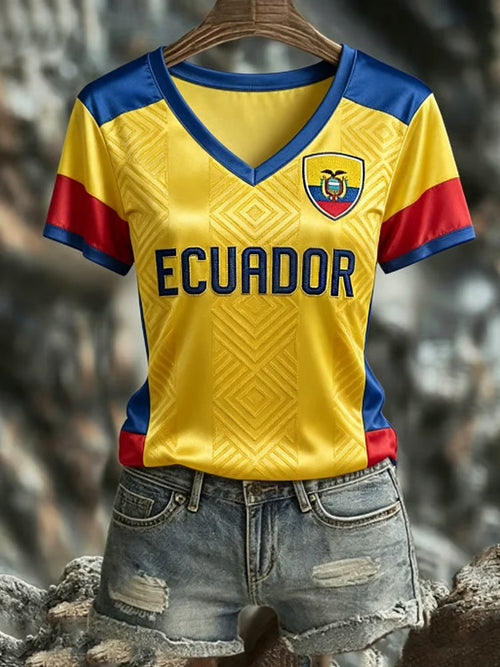 Ecuador Football 2026 World Cup V-Neck Shirt FIFA Merch Present For Ecuadorian Women's