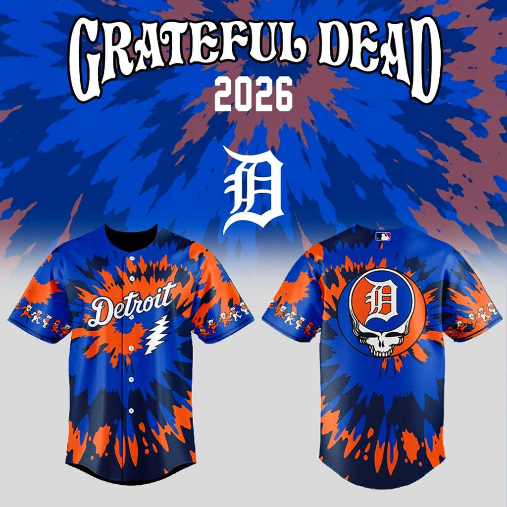 Detroit Tigers X Grateful Dead Night 2026 Jersey Detroit Tigers Merch Gifts For Baseball Fan