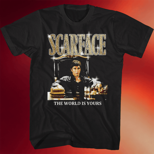 Tony Montana Shirt The World Is Yours Sparkling Logo Scarface T-Shirt Gifts For Father's Day