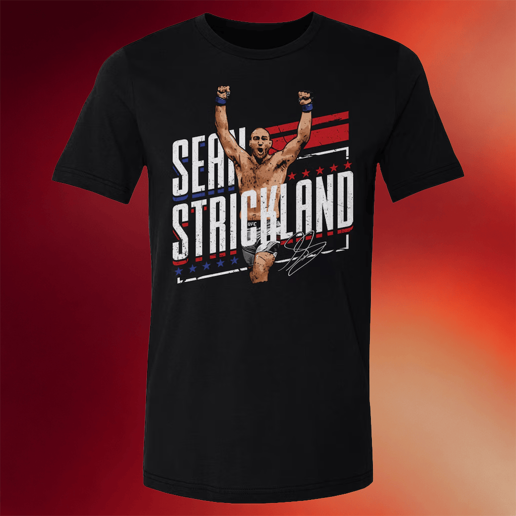 Sean Strickland Merch 500 Level Black Sean Strickland Stars And Stripes T-Shirt Fan Apparel