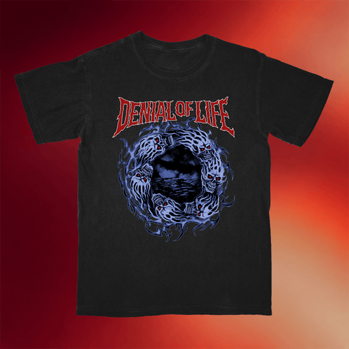 Relentless Merch 2026 Denial Of Life Circle Skull T-Shirt Dad Gifts For Father's Day