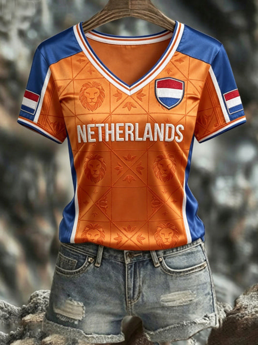 Netherlands Football World Cup 2026 V-Neck T-Shirt Game Day Merch FIFA Gifts For Football Fans