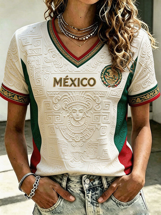 Mexico FIFA World Cup 2026 V-Neck Shirt Mexico Football Team Merch Game Day Gifts For Women