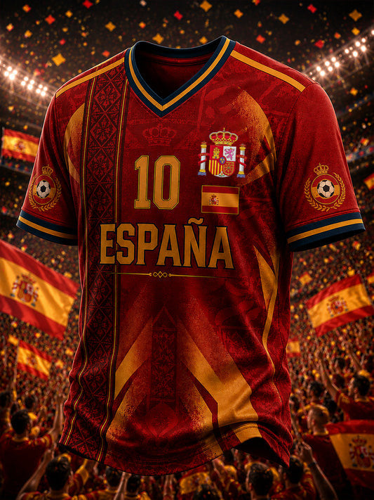 Spain FIFA World Cup 2026 V-Neck Shirt No 10 Shirts Spain National Team Merch Fan Gifts