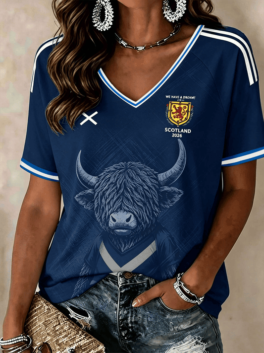 Scotland FIFA World Cup 2026 V-Neck Shirt We Have A Dream Scotland Football Merch Gift For Her