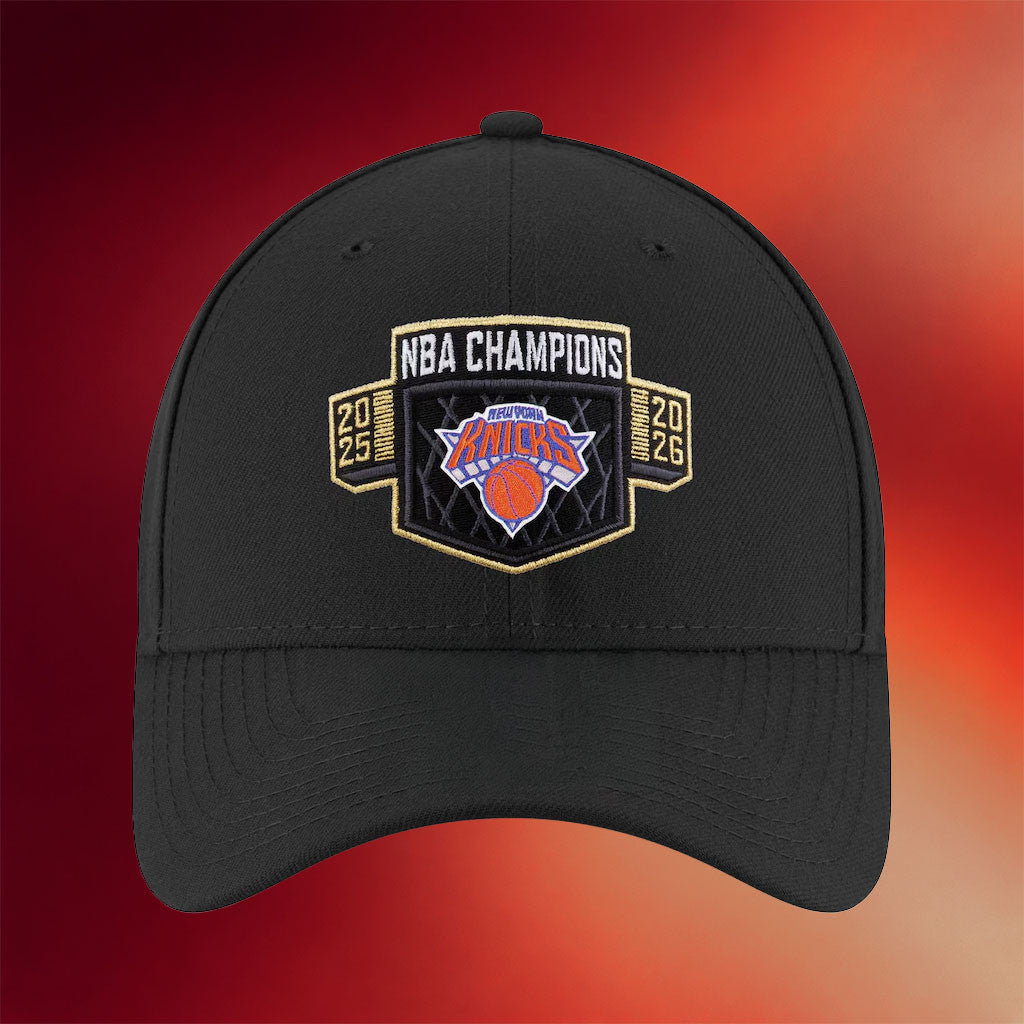 New York Knicks Championship Hat Locker Room NY Knicks 2026 Finals Champions Merch Black Embroidered