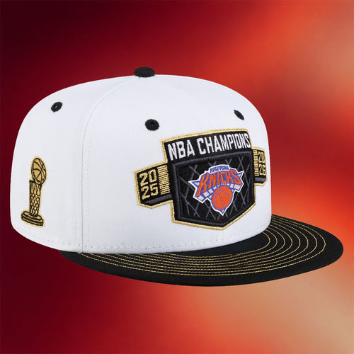 New York Knicks Championship Snapback Hat Locker Room NY Knicks 2026 Finals Champions Merch White