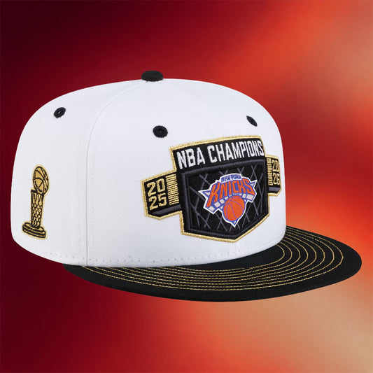 New York Knicks Championship Snapback Hat Locker Room NY Knicks 2026 Finals Champions Merch White