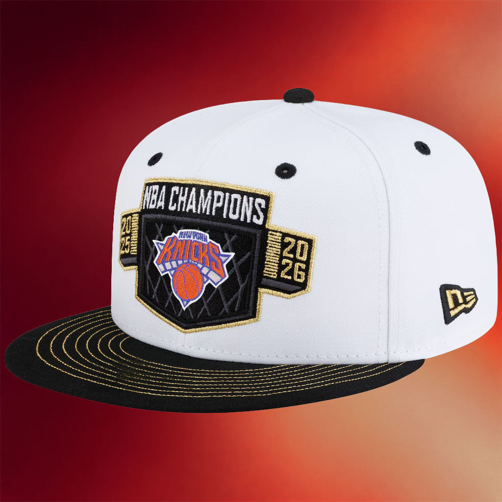 New York Knicks Championship Snapback Hat Locker Room NY Knicks 2026 Finals Champions Merch White