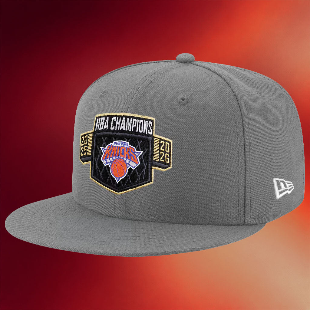 New York Knicks Championship Snapback Hat Locker Room NY Knicks 2026 Finals Champions Merch Grey