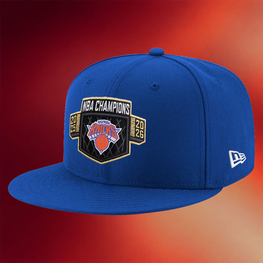 New York Knicks Championship Snapback Hat Locker Room NY Knicks 2026 Finals Champions Merch Blue