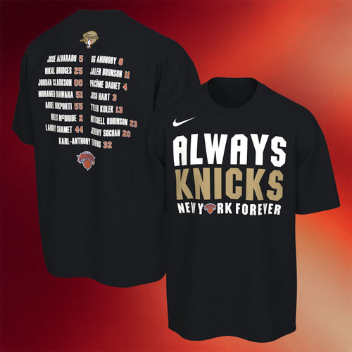 New York Knicks Champions Merch NY Knicks 2026 Finals Champions Roster Club T-Shirt Black